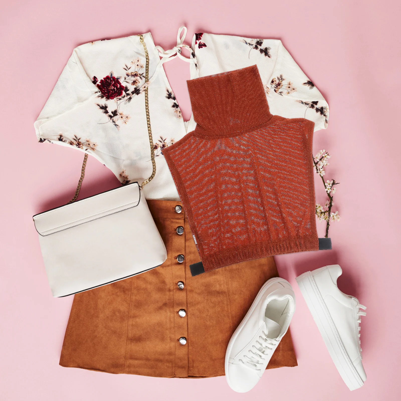 1 قطعة الياقة المدورة وهمية للنساء لمط كل مباراة الملابس التبعي سترة هوديي سترة الزي محسن #1