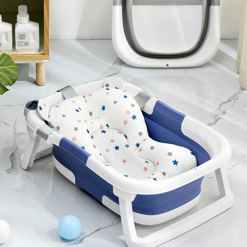 Real-time Temperature Silicone Foldable Baby Take A Bath Bathtub Non-Slip Foot Bath Bucket Folding Bathtub Bathroom Basket Tub