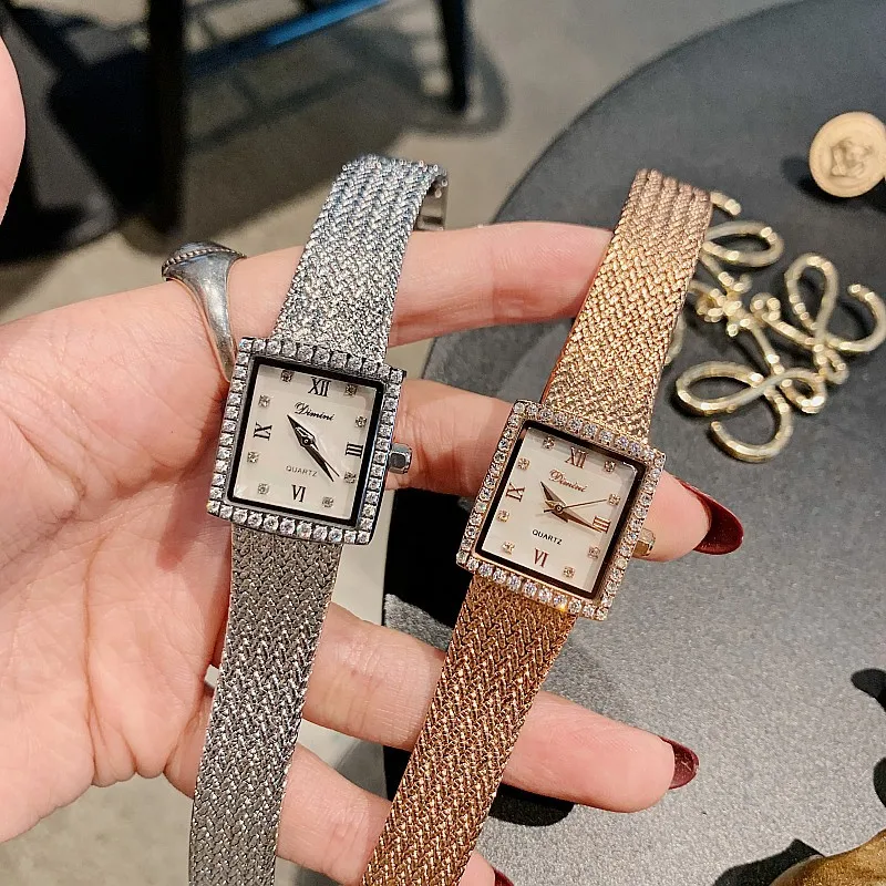 2023  Diamond Wristwatch Luxury Brand Women Watches Quartz Fashion Ladies Watch With Rhinestone Rectangle Bracelet Watch Women