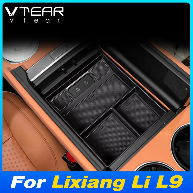 Vtear Car Center Console Armrest Storage Box Interior Organizer Hidden Tray Holder Accessories For Lixiang Li L9 L8 2022-2024 ﻿