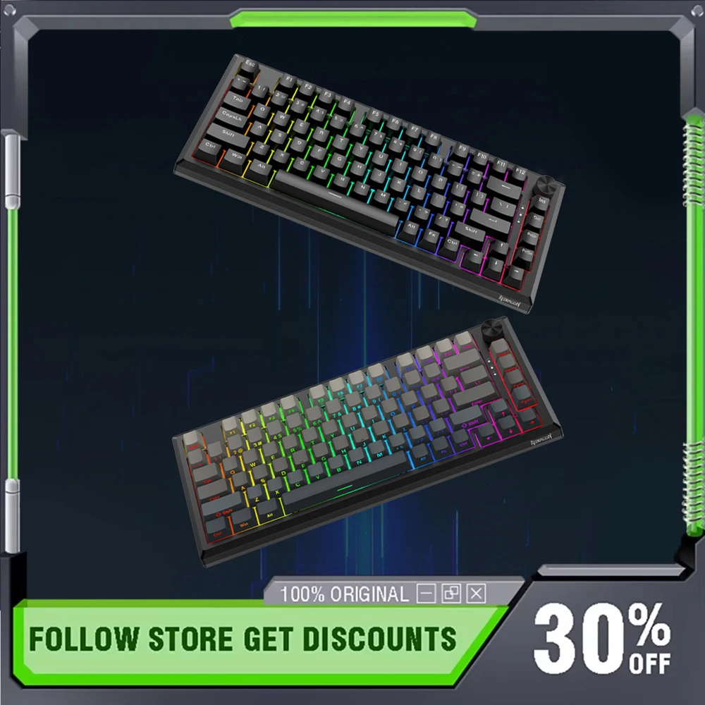 

Механическая клавиатура Redragon RS82-RT с магнитной осью, алюминиевая прокладка RGB с ЧПУ, регулируемая с возможностью горячей замены, Pbt, игровая клавиатура для киберспорта