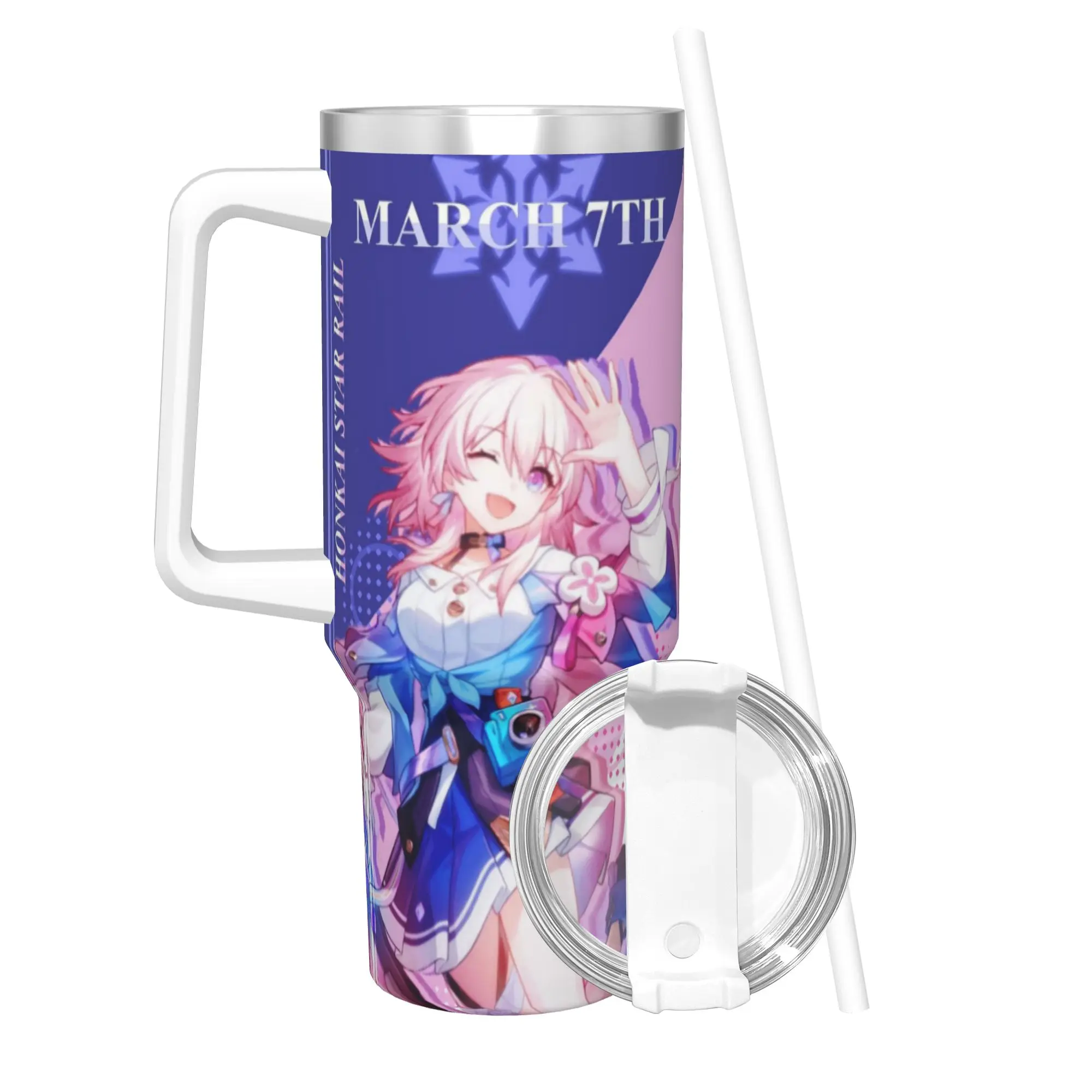 Honkai Star Rail Tumbler With Straw  Stainless Steel Mug Cups Double Wall Vacuum Insulated for Cold Or Hot 40oz