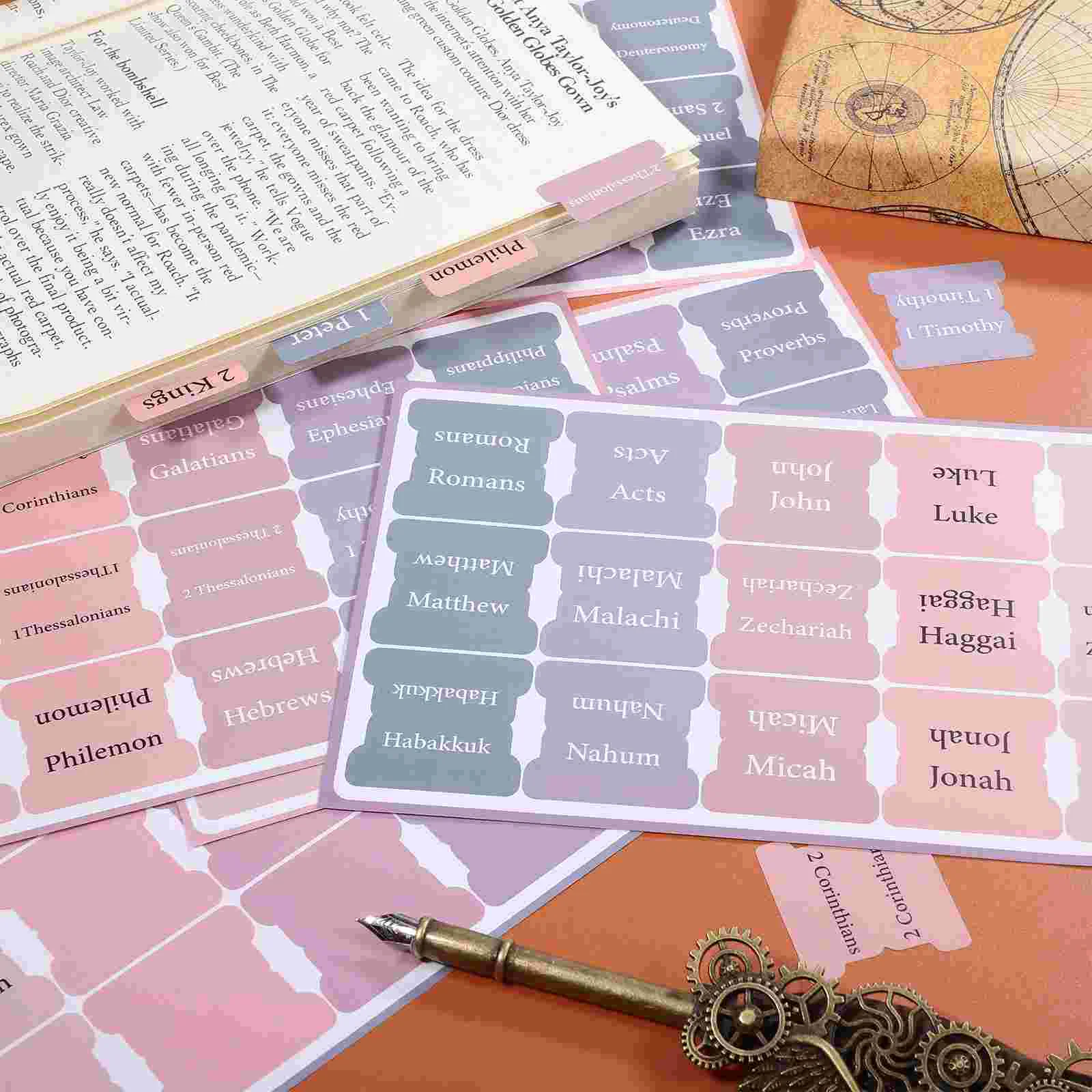 5 Sheets Bible Index Tags Labels Tabs For Women Kids Letter Book Coated Paper Chapter Study Supplies