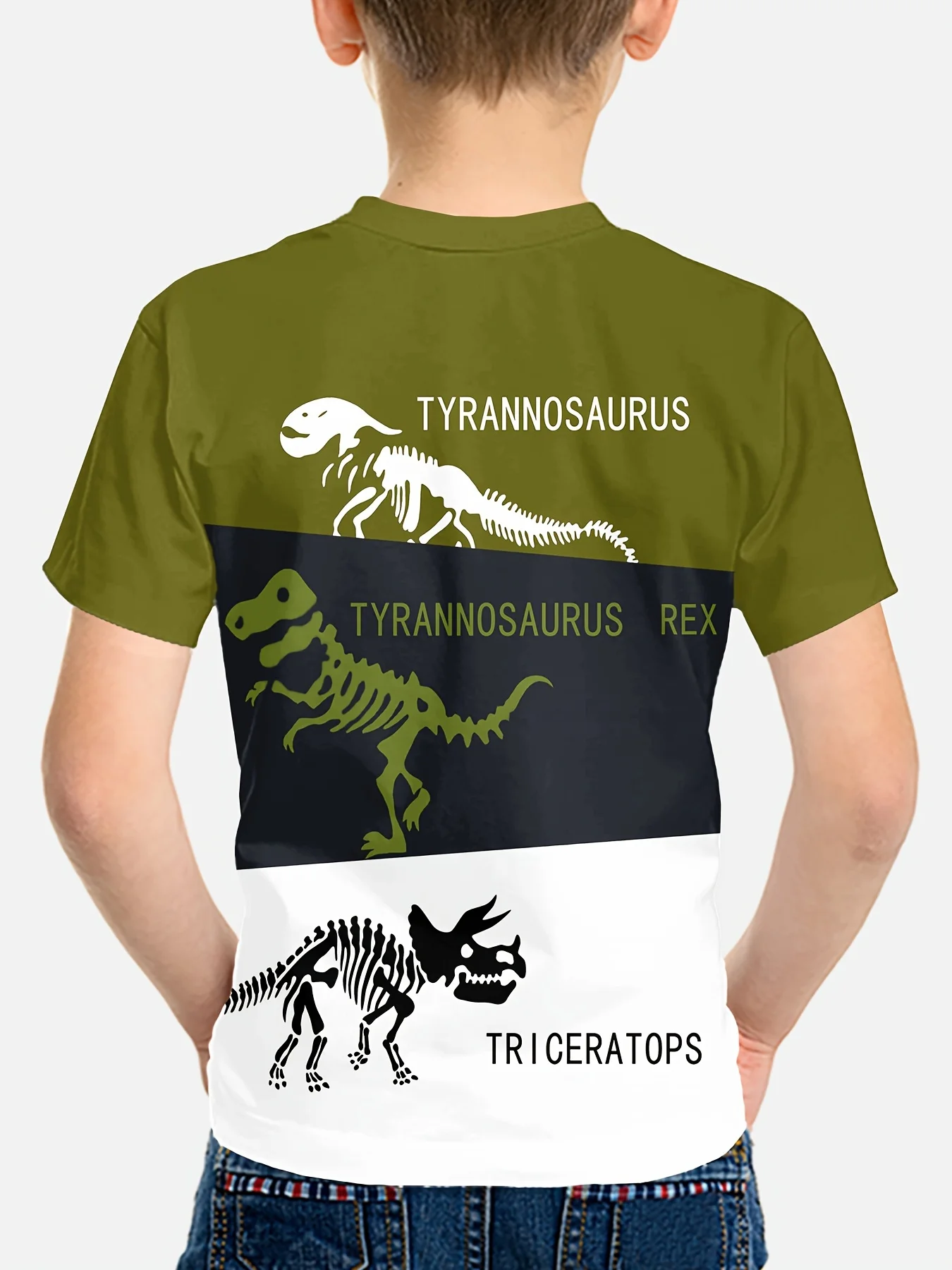 Children's Clothing Boys T-Shirt Children's T-Shirts 3D Dinosaur Graphic Print Kids Summer Clothes Fashion Casual Tees Girl Tops