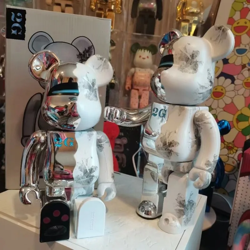 

Bearbrick 400% violent bear doll ornaments 2G HajimeSorayama electroplating polar bear doll hand-made Christmas gifts.