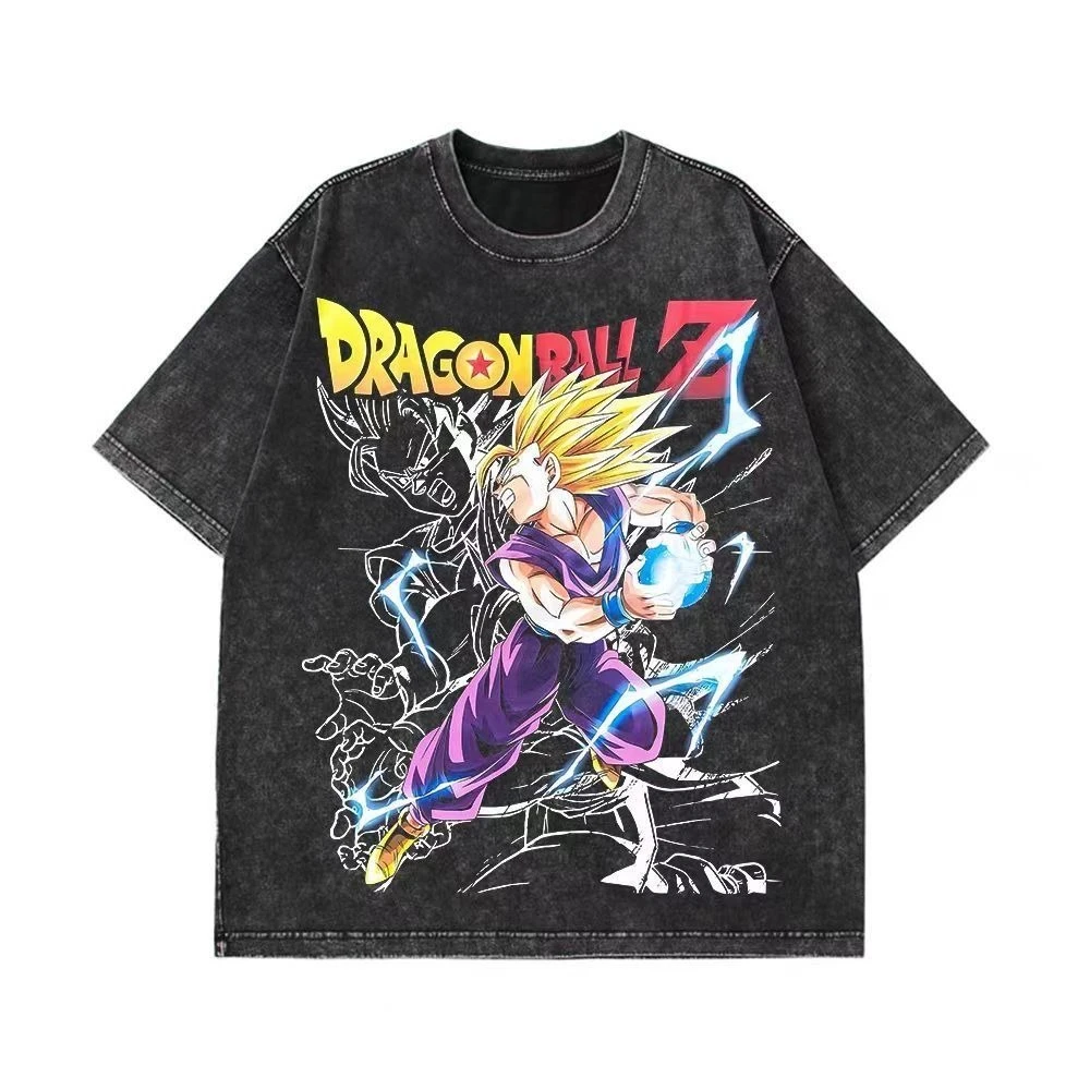 

Dragon Ball Hip Hop Oversized Washed Anime T-shirts Men Black Vintage Tees Men's Fashion Loose T Shirt Man Women Casual Tshirt