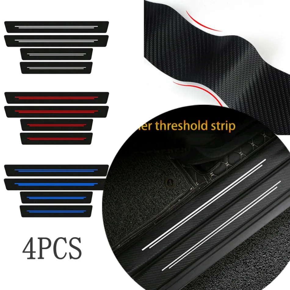 

4pcs Car Door Sill Protection Strip Decorative Universal Auto Accessories Car Door Anti Scratch Protector Sticker Carbon Fiber