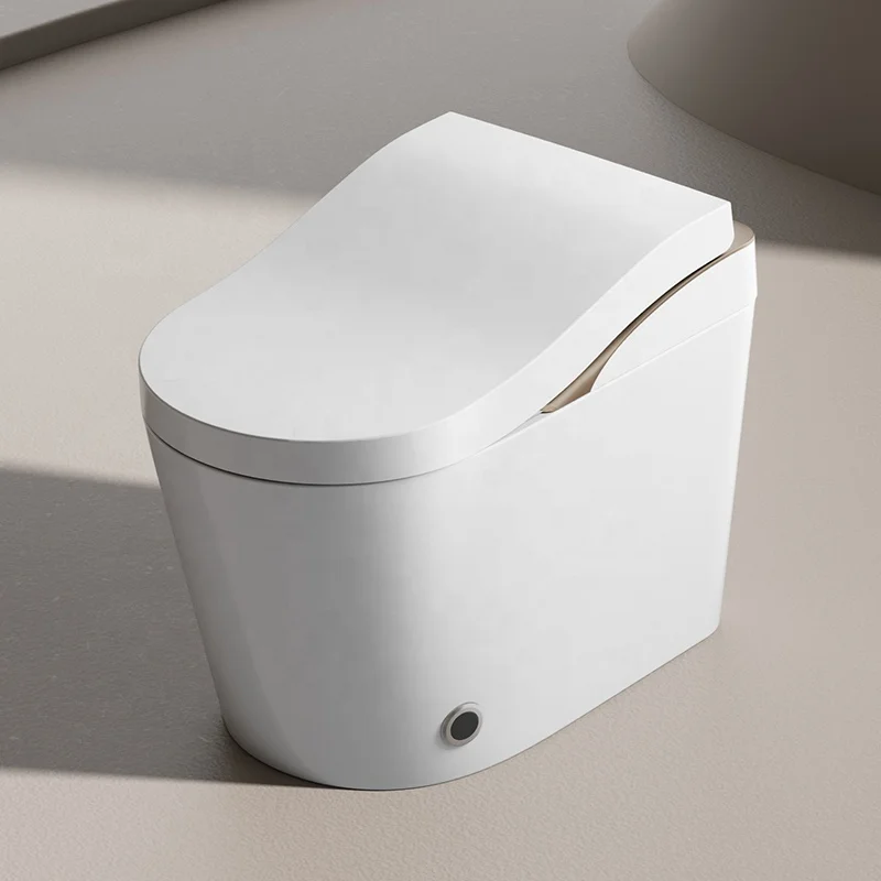 High-end ergonomic smart bidet toilet gold floor-to-ceiling canned electronic ceramics smart WC with remote control view 2