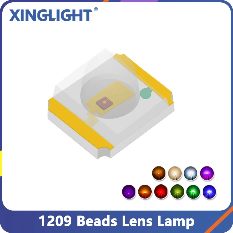 100PCS Light-emitting Diode 1209 เลนส์ SMD LED ไดโอดแสงสีเหลืองสีแดงสีเขียวสีฟ้าสีขาวลูกปัด