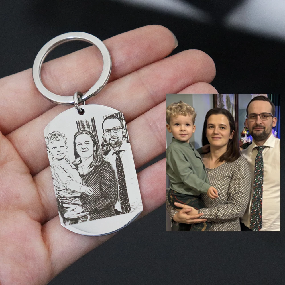 Individueller Familienfoto-Schlüsselanhänger, personalisierter Foto-Schlüsselanhänger aus Edelstahl, Schmuckgeschenk für Familienmitglieder, Überraschungsgeschenk