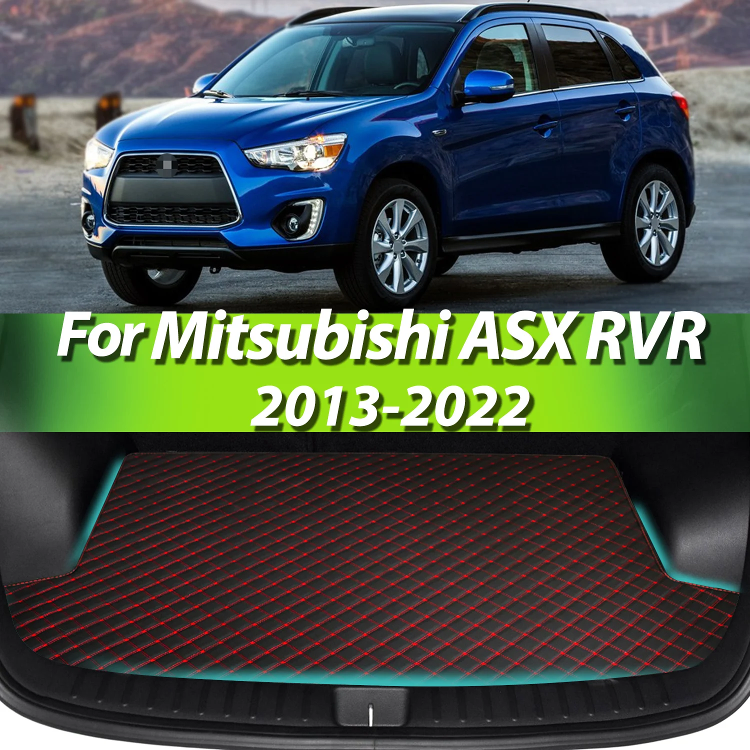 

For Mitsubishi ASX RVR 2013-2022 Artificial Leather Car Trunk Mat Rear Trunk Cargo Protective Mat Car Interior Accessories