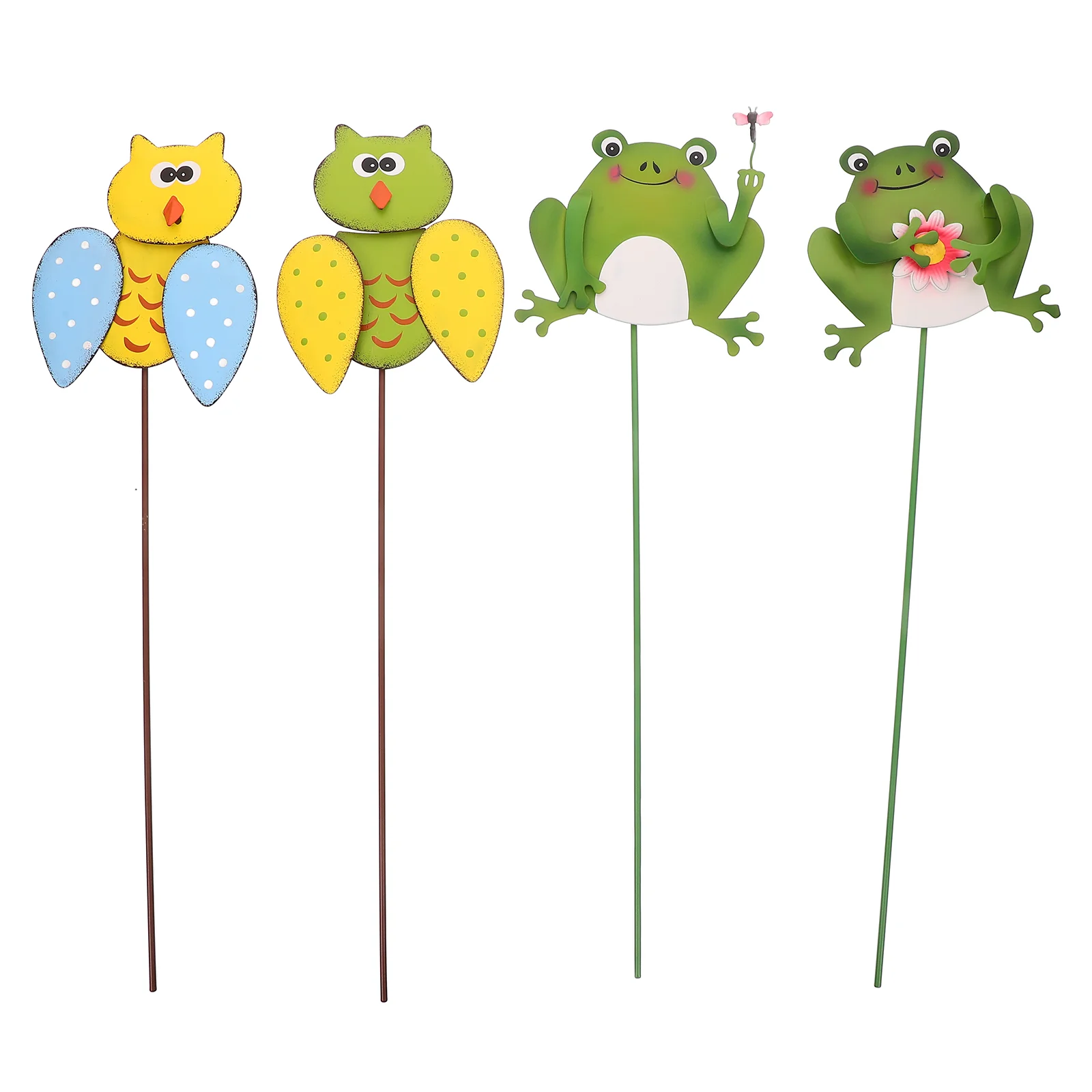 

4 Pcs Outdoor Decorative Crafts Garden Stakes Animal Lawn Sign Flying Owl Metal Yard Decorate