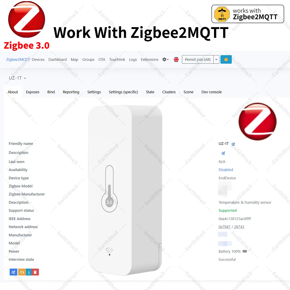 Zigbee 3.0 Sensor Temperature and Humidity Sensor Zigbee 3.0 Hub Required Work with Home Assistant Yandex Alexa ZHA Zigbee2MQTT