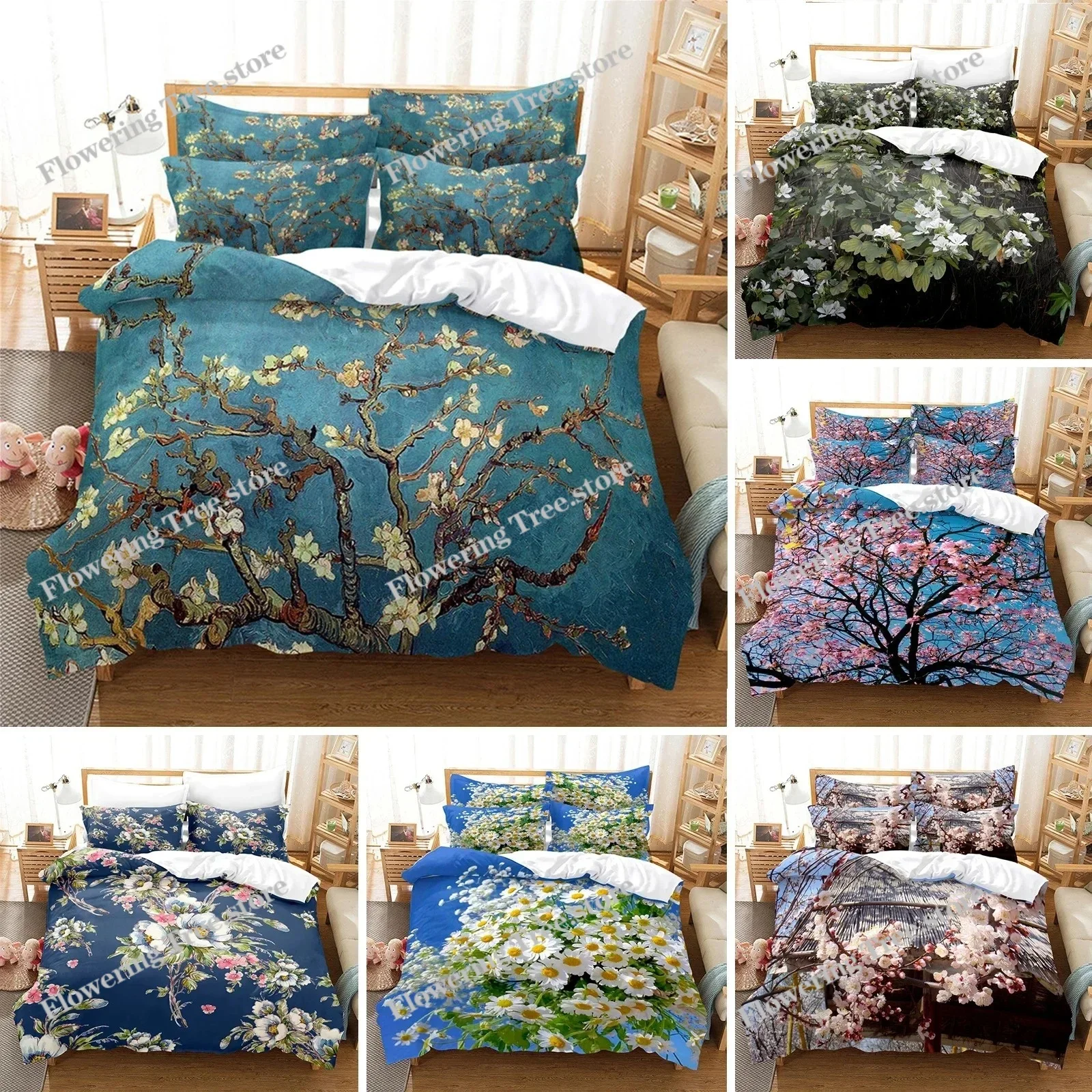 Elegant Flowers Bedding Set Duvet Cover Set 3d Bedding Digital Printing Queen Size Polyester Bedding Set Fashion Design Colorful