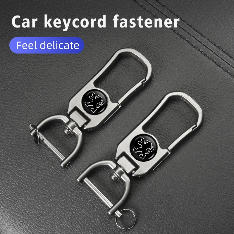 For Peugeot Car Keyring Leather Plaid Keychain Buckle Key Ring Chain Holder 307 308 206 207 208 407 508 5008 106 107 205 4008 view 4