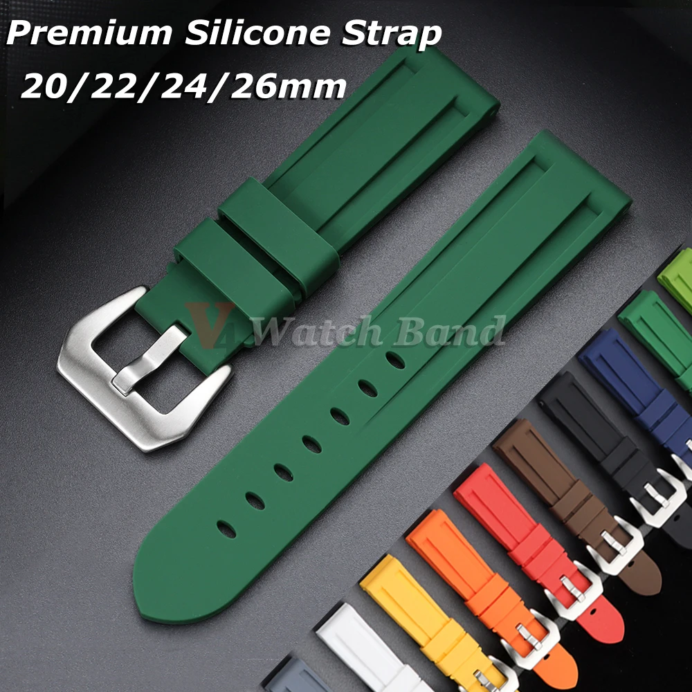 Premium-Silikon-Uhrenarmband 20 mm, 22 mm, 24 mm, 26 mm für Panerai, wasserdichtes Gummiarmband, Herren-Sportarmband, universelles Armband