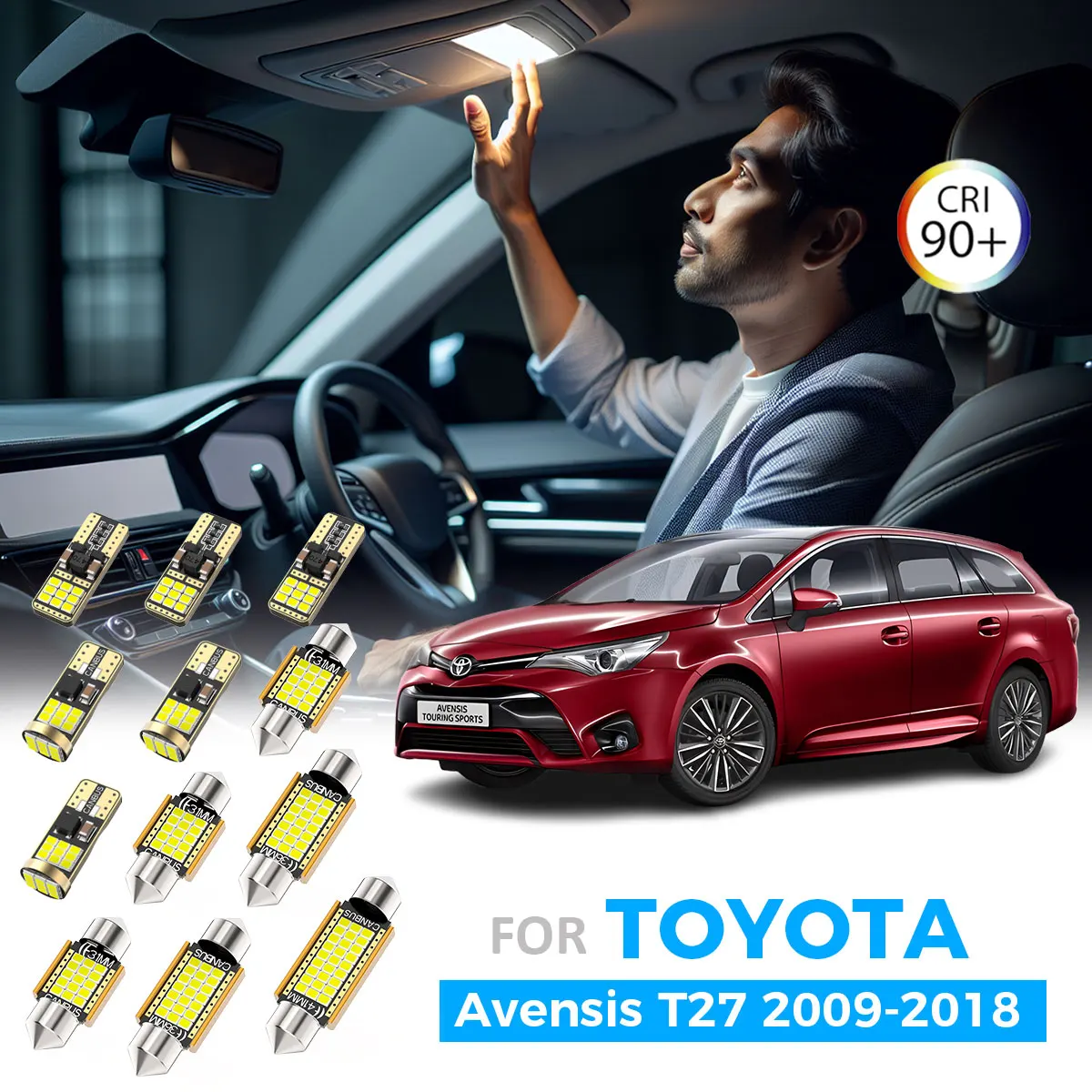 

AENVTOL 14 шт. для Toyota Avensis T27 2009-2012 2013 2014 2015 2016 2017 2018 светодиодный внутренний купольный светильник для чтения карт комплект аксессуаров