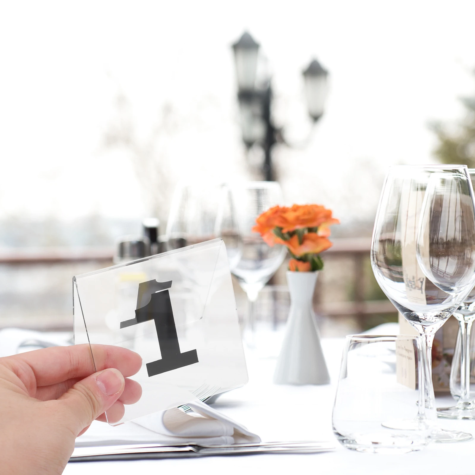 

10 Pcs Stable Acrylic Table Number Signs Double Sided Triangle Place Cards For Restaurant Cafe Banquets Receptions