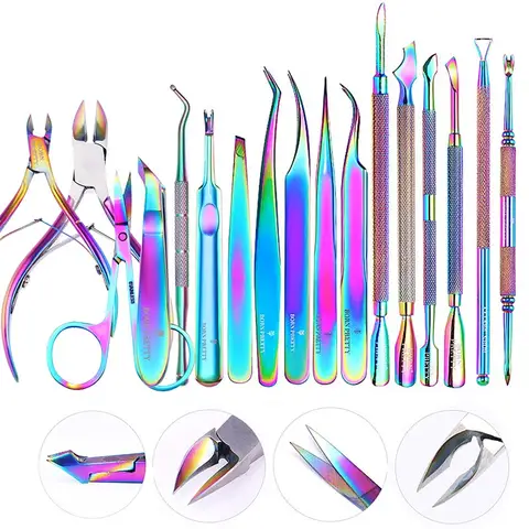 BORN PRETTY Nail Clipper Cutter Scissors Stainless Steel Rainbow Tweezer Clipper Dead Skin Remover Edge Cutter Scissor Plier