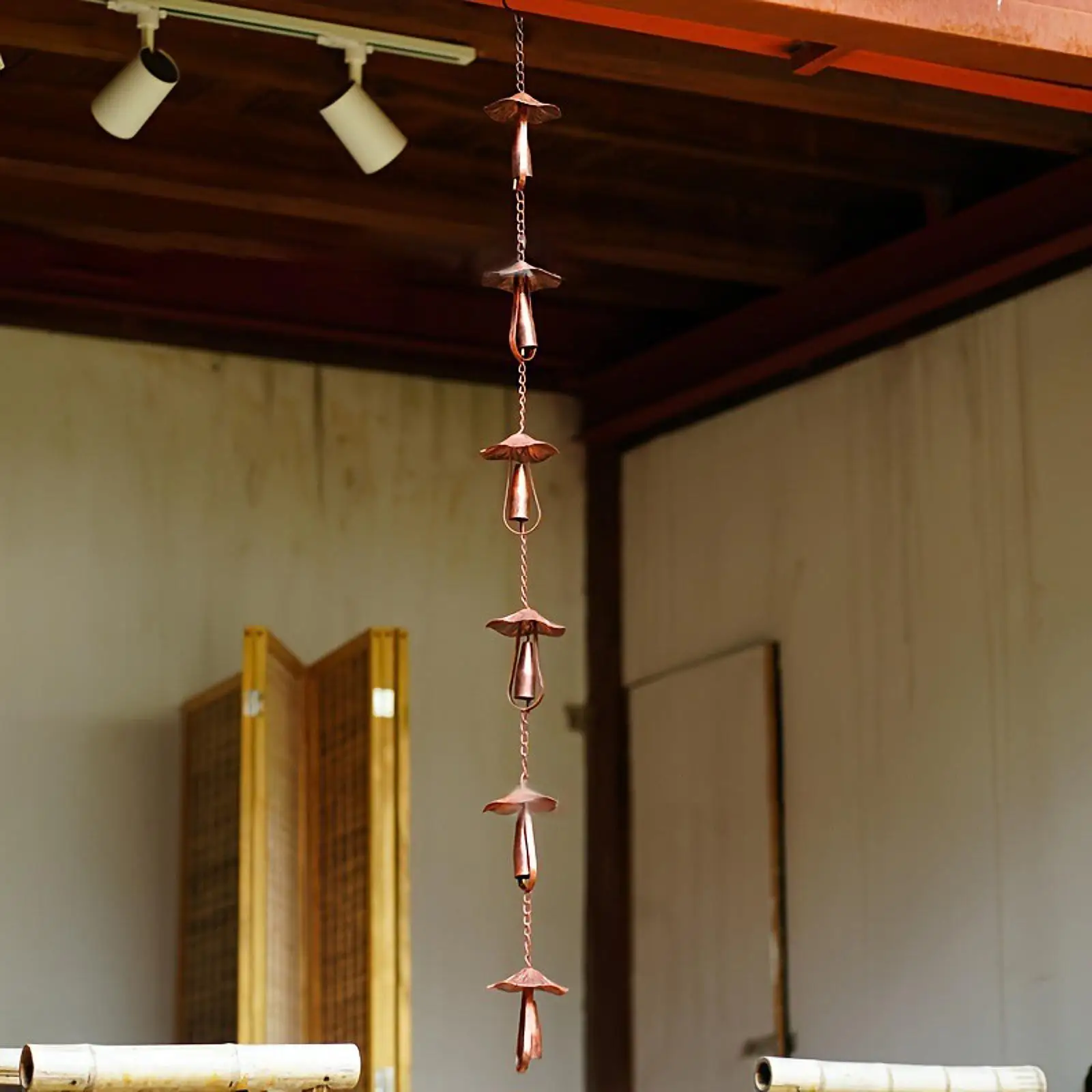 

Mushroom Bell Design Rain Chain Decor Replace for Gutters Eaves Drainage Divert Water 51.2 inch Length for Lawn Outside Roofs