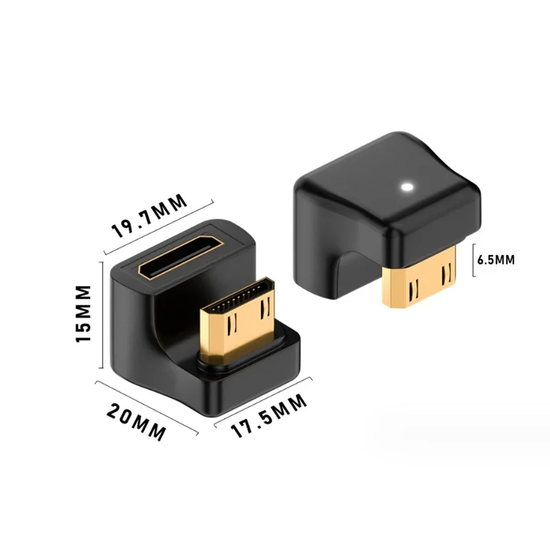 360 Degree Angled U-shaped L Converter Mini HDMI Male to HDMI-compatible 2.1V Female Extension 4K 5K 3D UHD 8K 60Hz Adapter