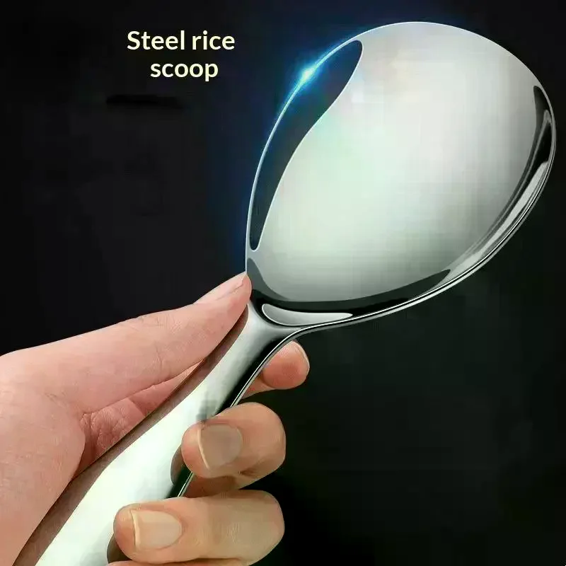 Japanese Style Long Handle Rice Cooker Spatula Buffet Serving Scoop Thicken Stainless Steel Rice Spoon Kitchen Utensils 1/2Pcs