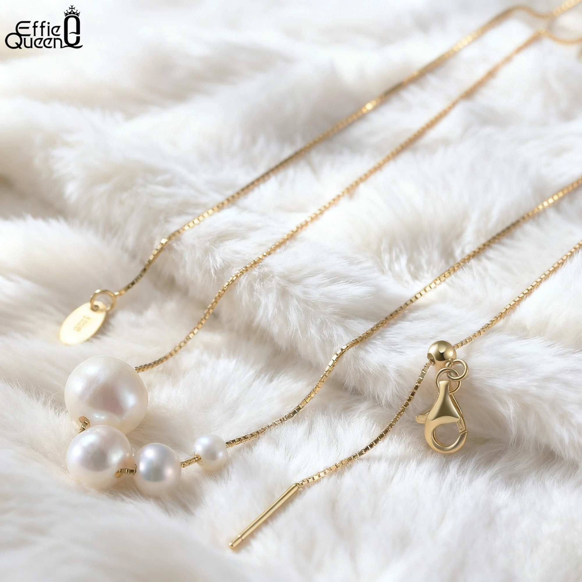 

EFFIE QUEEN, чистое серебро 925 пробы, золото 14 карат, круглая жемчужная подвеска, ожерелье, вневременные украшения для женщин, трендовое ожерелье для банкета, 2025 GPN56