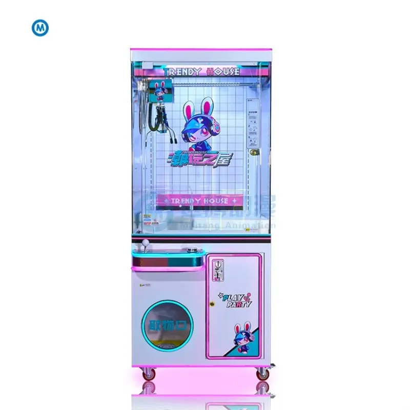 Machine de grue de jouet de griffe de peluche d'armoire en métal, vente en gros faite sur commande, attrayant