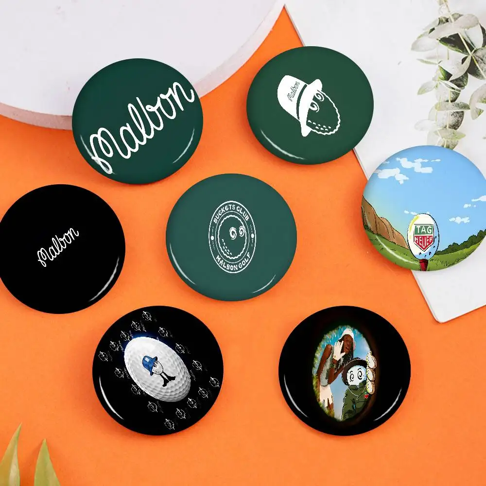 Fashion G-Golf Brand M-Malbon Tinplate Pin Button Custom Anime Role Old-school Brooch Cartoon Collar Badge Jewelry Gift Fans