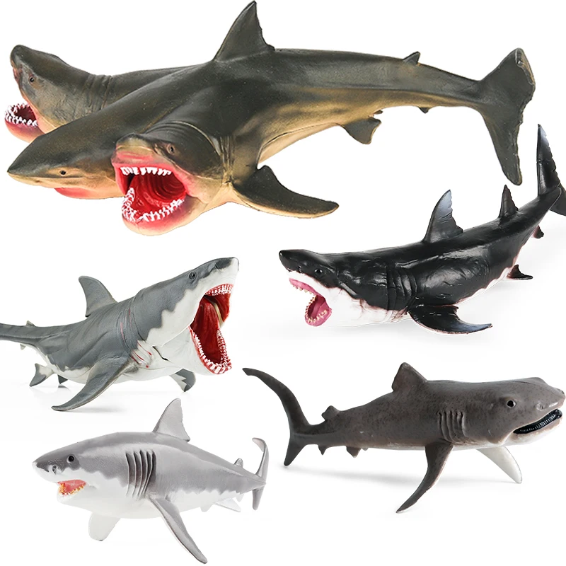 Oenux Ocean Animal Savage Megalodon Triple-headed Shark Giant mouth shark Action Figures Sea Life Model PVC Educational Kids Toy