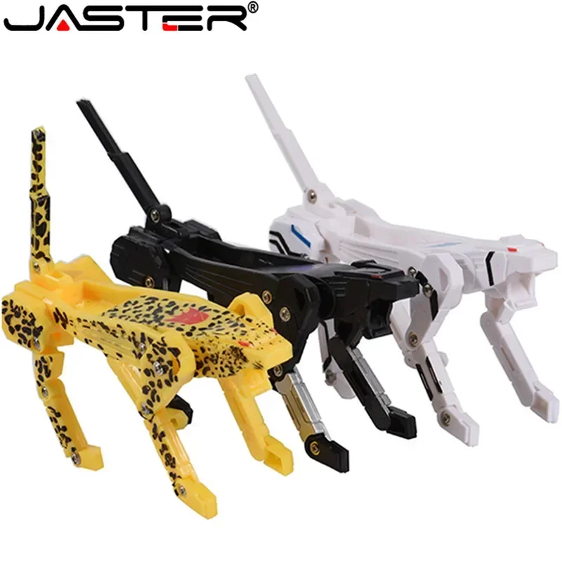 JASTER Cartoon Robot Dog USB 2.0 Flash Drives 128GB Cool Creative Pen Drive Black Yellow Pendrie Children\'s Gift Memory Stick