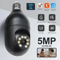 Tuya 5MP 5G E27 bombilla Monitor de seguridad cámara inalámbrica automática seguimiento humano visión nocturna cámara de vigilancia a todo Color