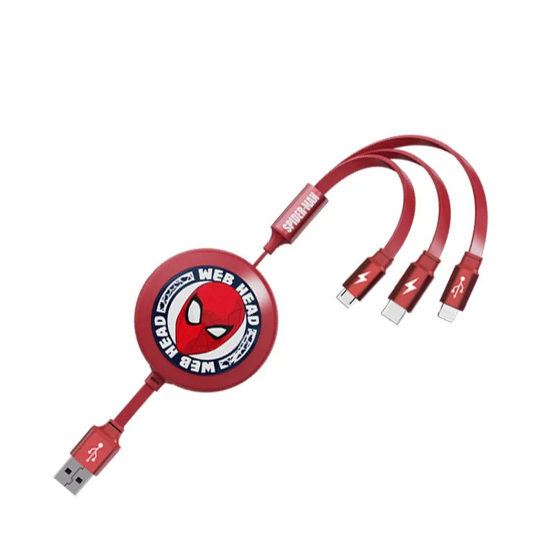 Disneycute cartoon mickey pato donald telefone móvel telescópico 3-em-1 carregamento rápido iphone android huawei cabo de dados do carro