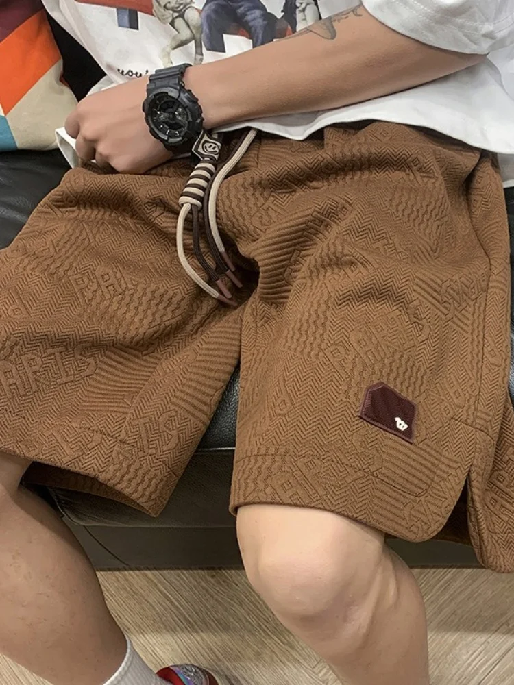 

Летние повседневные спортивные шорты мужские больших размеров с вышитыми буквами, в американском винтажном стиле, баскетбольные шорты до колена