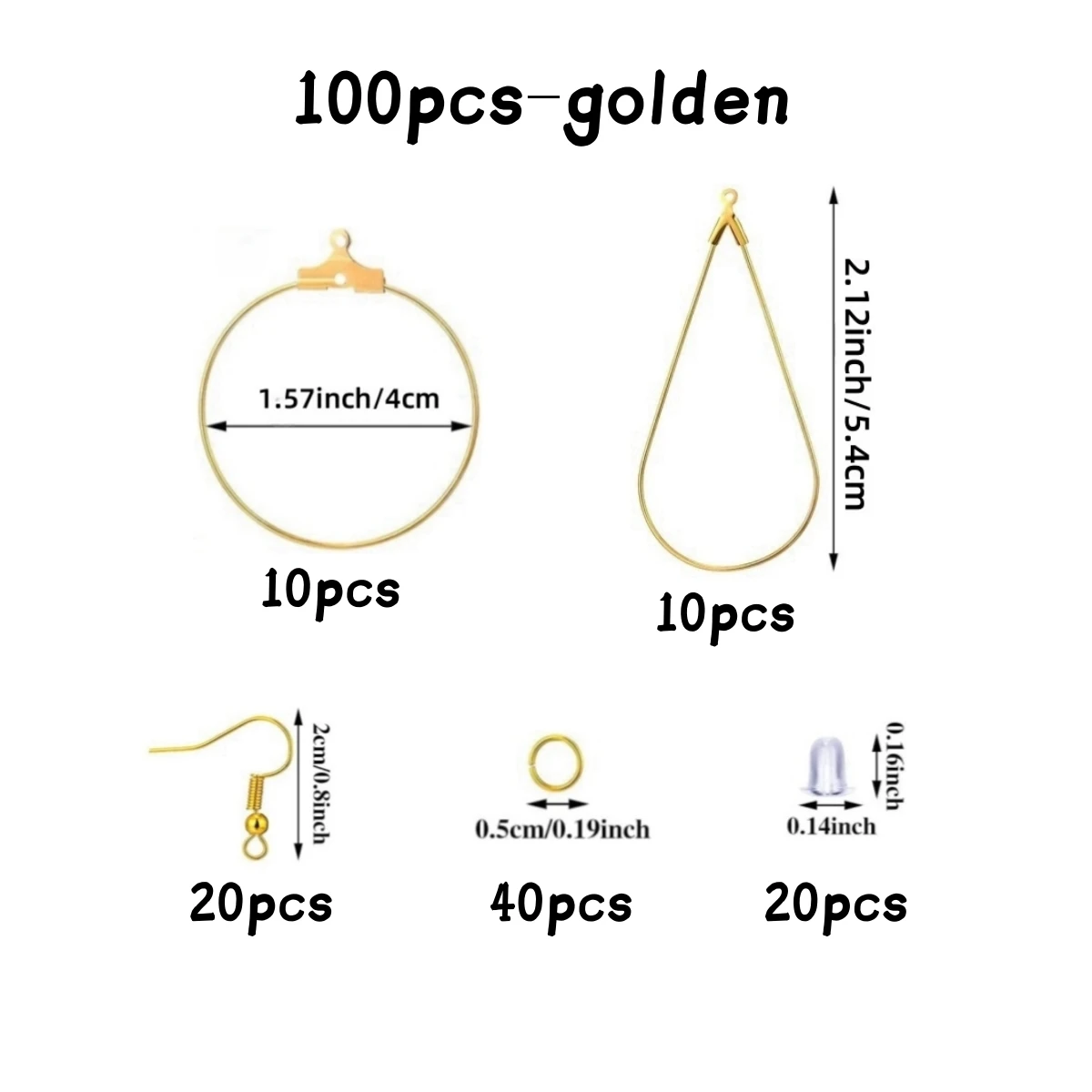 100 Pieces Earring Making Kit, Beading Hoop Findings for DIY Craft