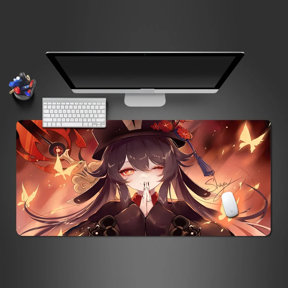 Genshin-alfombrilla de ratón de impacto Hu Tao, tapete Kawaii de Mesa Grande Xxl, bonito teclado de Anime, Alfombra de ratón personalizada, alfombra