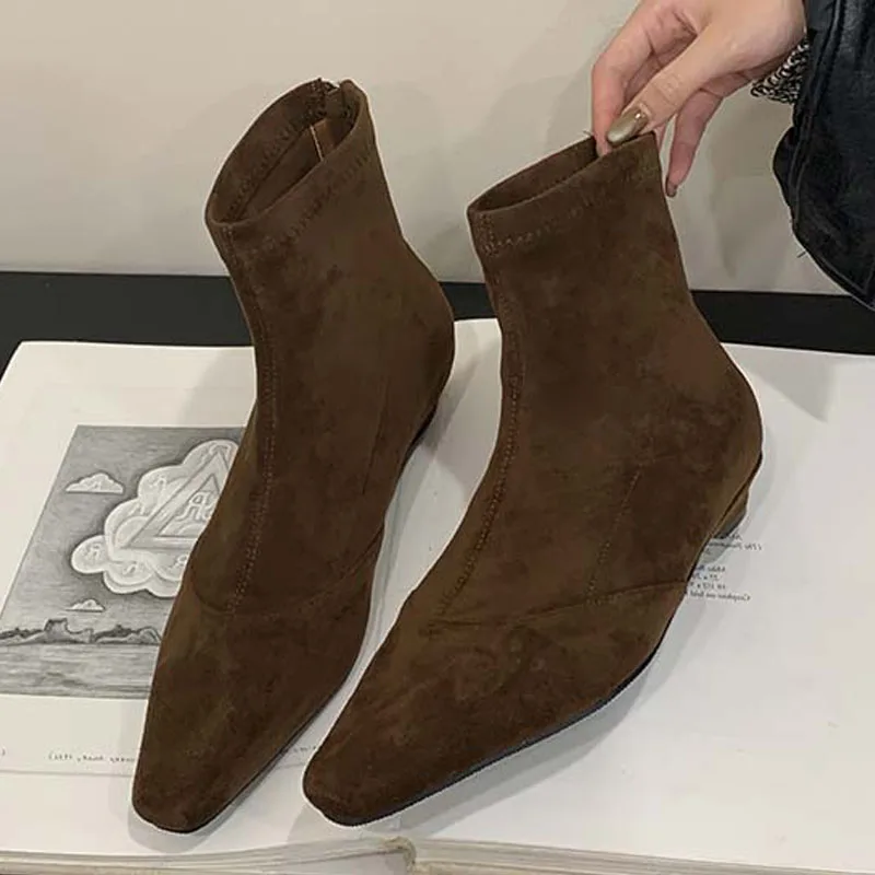 

Eilyken Punk Style Autumn Winter Pointed Toe Women Ankle Short Boots Fashion Zipper Low Heels Casual Banquet Shoes