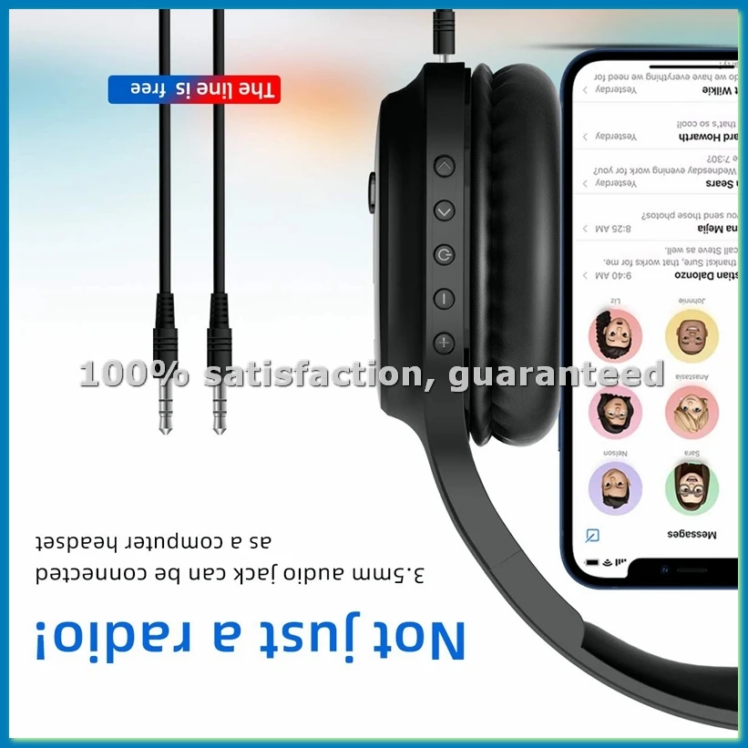 Portable FM Radio Headphones Wireless Bluetooth Headset FM Radio for Jogging, Mowing, Cycling, FM Receiver-A12I