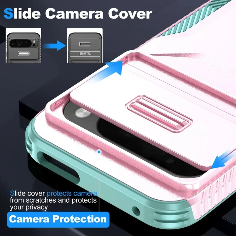 Case For Google Pixel 9 Pro XL Pixel9 Military Grade Antiskid Camera Lens Slide Cover Google Pixel 9 Pro Hard Cases Pixel9 Cover