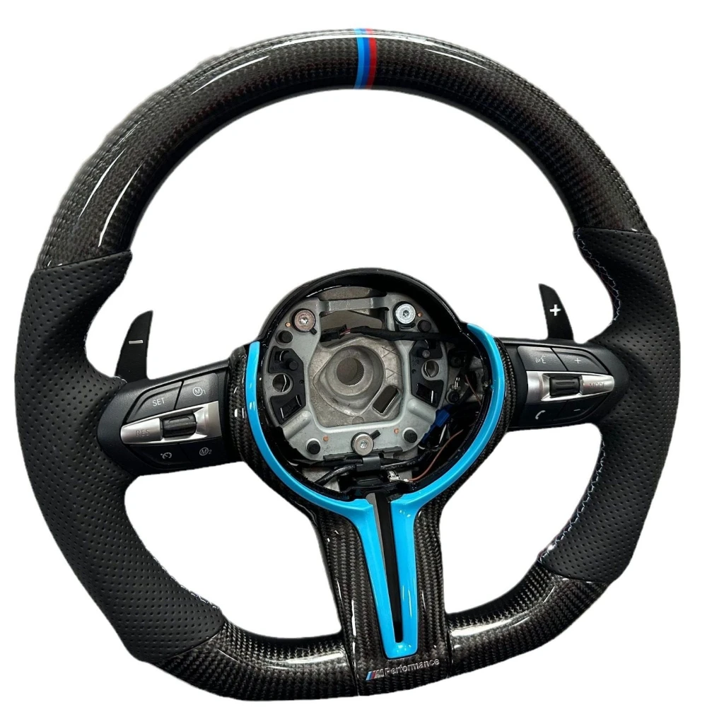 High-end Custom Blue Carbon Fiber Steering Wheel For BMW F30 F31 F32 F33 F34 F36 F10 F11 F20 F21 F22 F25 F01 F06 F07 F12 F13 M3 - view 5