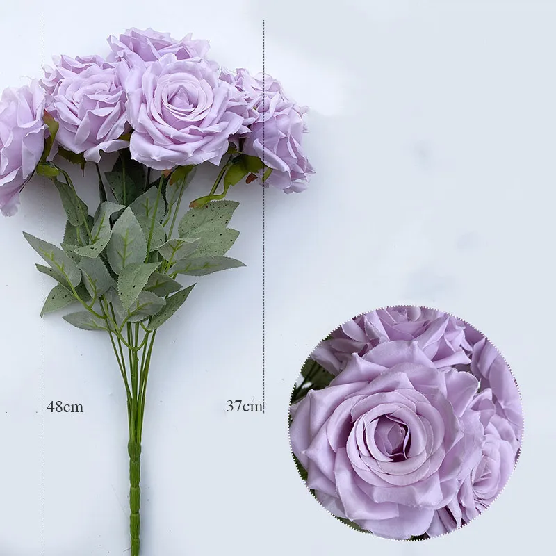 Cost-effective total length 45cm 9-head diamond rose bunch roses bouquet flores artificial flowers in bulk