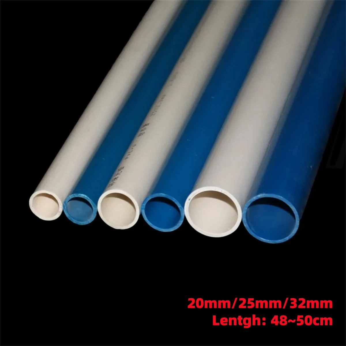 Blue/White PVC Pipe OD 20mm 25mm 32mm Agriculture Garden Irrigation Tube Fish Tank Water Pipe 48-50cm 1 Pcs