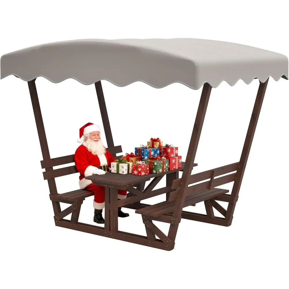 

Versatile Outdoor Wooden Picnic Table with Detachable Benches for Yard, Patio, Deck, Park, and Beach