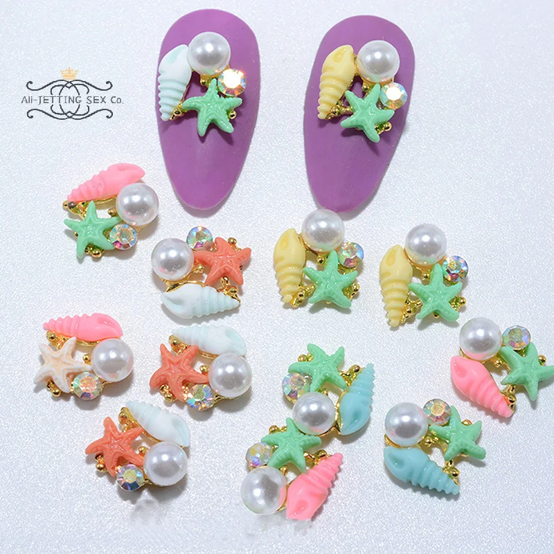 Sand Alloy Pearl Shell Nail Art Supplies Irregular Color Seashell 3d Nail Flakes Seashell Slices Decoration Diy Nail Accessories