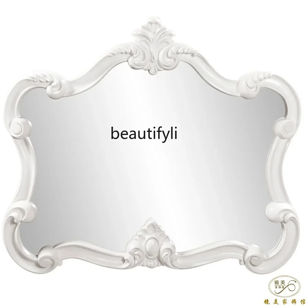 

A55 French retro bathroom mirror cosmetic mirror wall-mounted washstand European fireplace decorative mirror