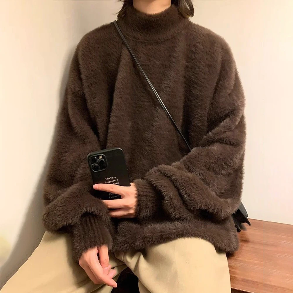 

American Street Fashion Trend Y2k Stand Collar Sweater Men 2025 Spring Autumn New Style Trend Retro High-End Knitted Sweater