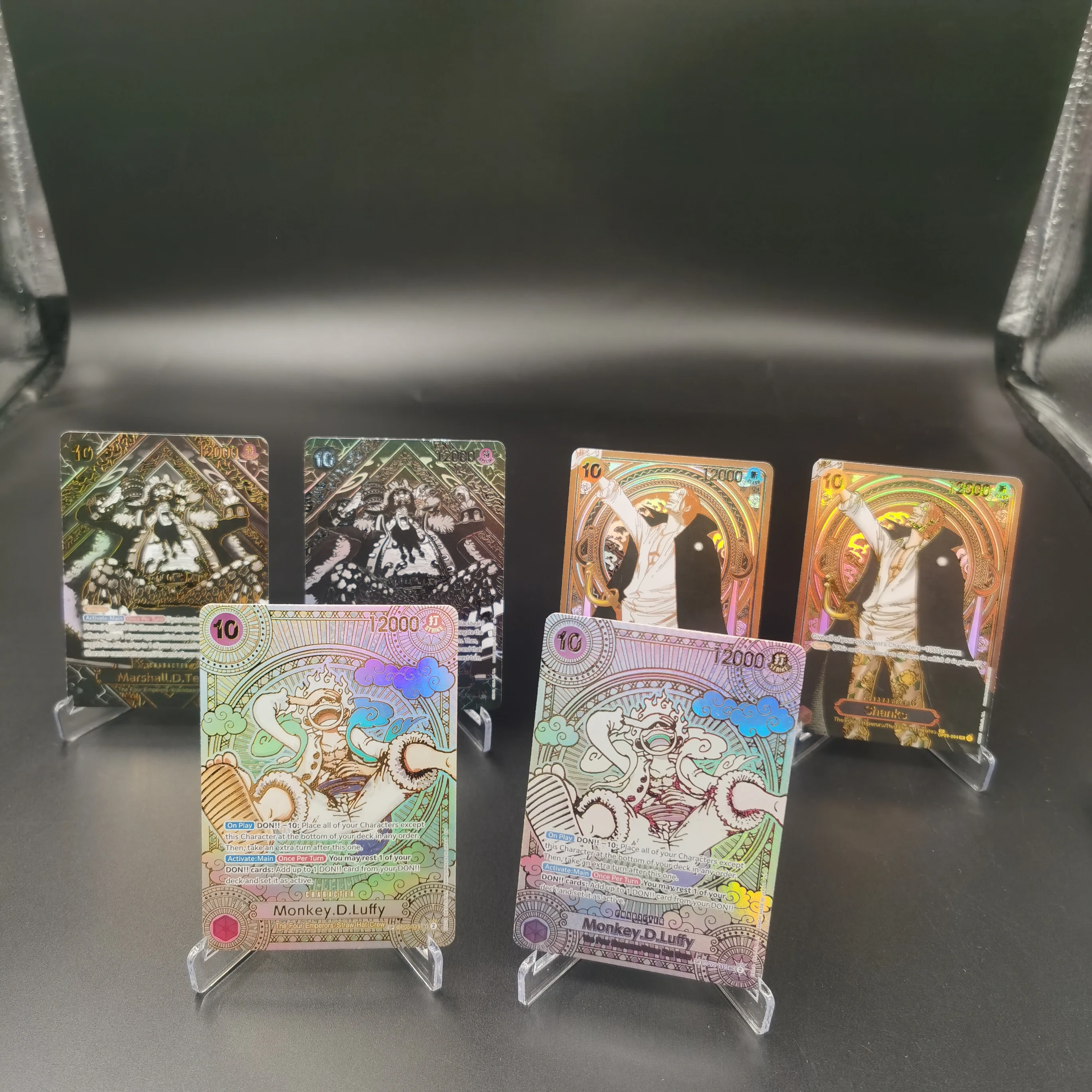 ONE PIECE Sammelkarten Monkey D. Ruffy Marshall D Teach Shanks DE DIY Hochwertiges, selbstgemachtes Spiel, Anime-Karten, Geschenkspielzeug