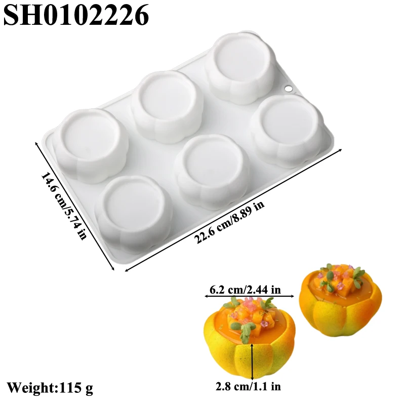 6-Cells Circular Top Concave Design Silicone Cake Molds Food Grade Mousse Moulds Dessert Baking Tools Homemade Candle Mould