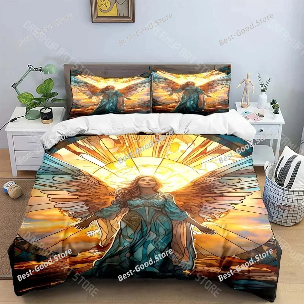 Exquisite Angel wings printed Bedding Sets exquisite set duvet cover bed comforter set bedding set luxury birthday gift