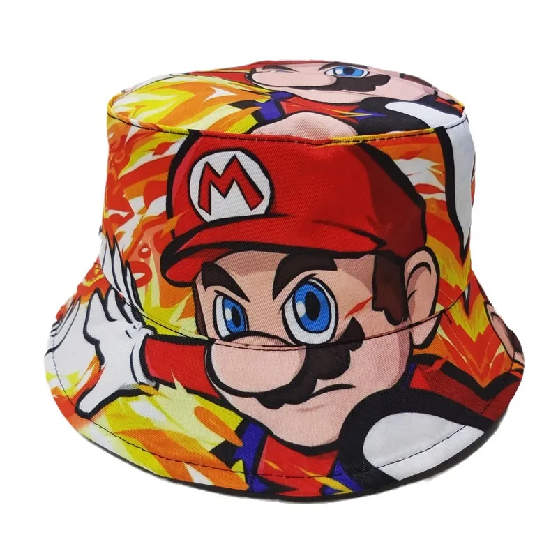 MINISO Anime Cartoon Super Mario Bros Children Bucket Hat Fashion Boys Girls Outdoor Sport Fisherman Sunshade Hat Four Seasons